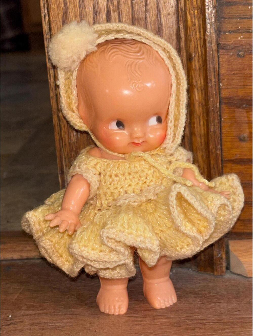Kewpie Plastic Doll 1950s In Crotched Dress